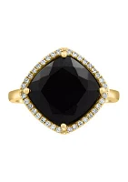 14K Yellow Gold 1/8 ct. t.w. Diamond and 4.65 ct. t.w. Onyx Ring