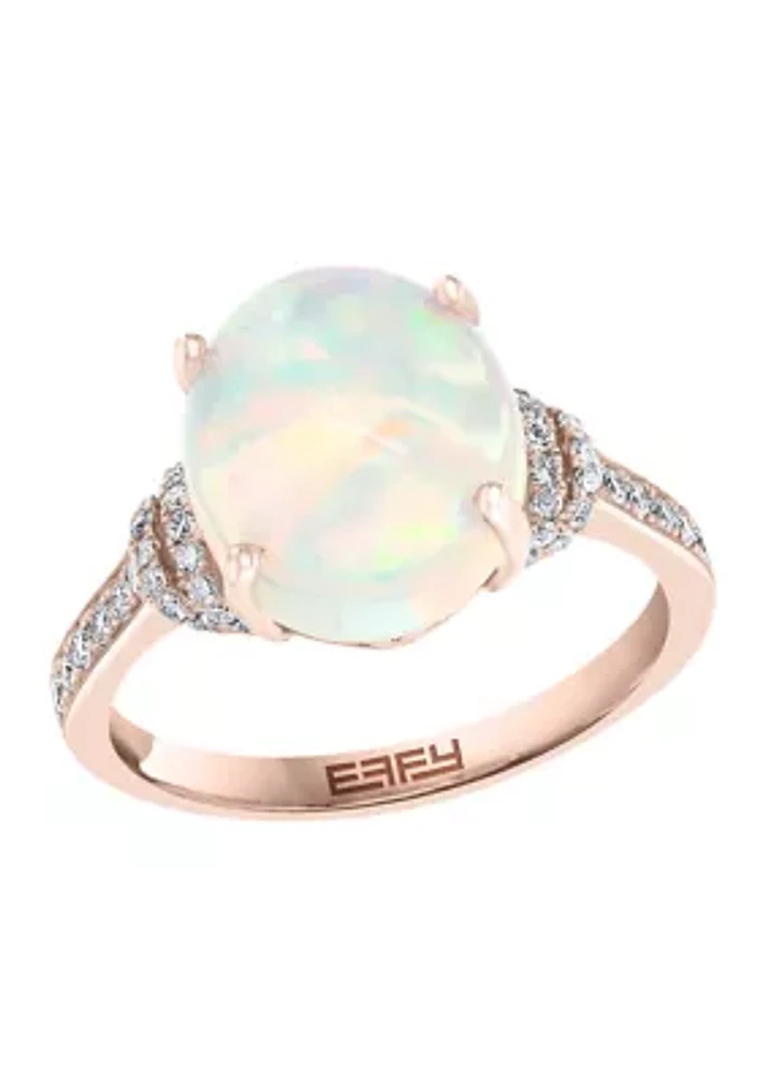 1/4 ct. t.w. Diamond and 3.15 ct. t.w. Ethiopian Opal Ring in 14K Yellow Gold