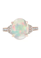 1/4 ct. t.w. Diamond and 3.15 ct. t.w. Ethiopian Opal Ring in 14K Yellow Gold