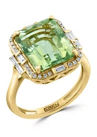 1/3 ct. t.w. Diamond and 5.32 ct. t.w. Green Amethyst Ring in 14K Yellow Gold 