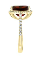  14K Yellow Gold 1/3 ct. t.w. Diamond and  5.45 ct. t.w. Garnet  Ring