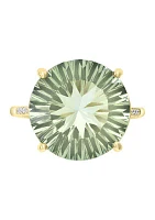 1/10 ct. t.w. Diamond and 9.53 ct. t.w. Green Amethyst Ring in 14k Yellow Gold