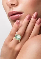 1/10 ct. t.w. Diamond and 9.53 ct. t.w. Green Amethyst Ring in 14k Yellow Gold