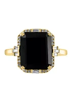 1/5 ct. t.w. Diamond and Onyx square Ring 14K Yellow Gold