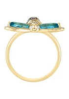 1/6 ct. t.w. Diamond, Amethyst, Blue Topaz, Citrine, Rhodolite, Peridot Bee  Ring In 14k Yellow Gold 