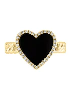 14K Yellow Gold Diamond and Onyx Ring