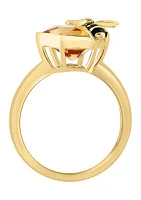 Diamond and Citrine Bee Ring 14K Yellow Gold