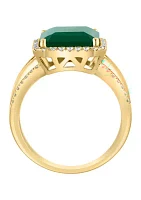 1/2 ct. t.w. Diamond and Green Onyx Square Ring 14K Yellow Gold