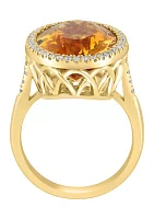 1/4 c.t t.w. Diamond Round Citrine Ring in Yellow Gold