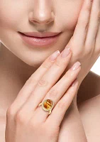 1/4 c.t t.w. Diamond Round Citrine Ring in Yellow Gold