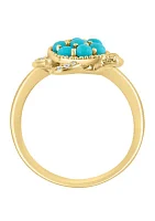 Diamond and Turquoise Turtle Ring in 14K Yellow Gold