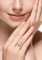 Diamond and Green Amethyst Ring in 14K Yellow Gold