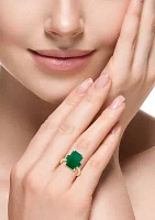 Diamond and Green Onyx Ring in 14K Yellow Gold