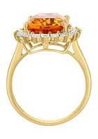 14K Yellow Gold Diamond, Citrine Ring