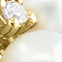 Diamond and Freshwater Pearl Ring in 14K Yellow Gold