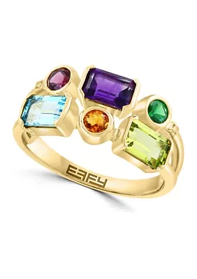 1/10 ct. t.w. Amethyst, Rhodolite, 1/2 ct. t.w. Blue Topaz, 5/8 ct. t.w. Citrine, Tsavorite, 1/6 ct. t.w. Peridot, 1/5 ct. t.w. Diamond in 14K Yellow Gold