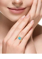 Diamond, Black Turquoise Crab Ring 14K Yellow Gold