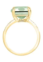 Diamond and Green Amethyst Ring 14K Yellow Gold