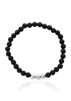 Onyx and Meteorite Matte Bead Stretch Bracelet