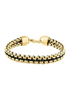 	  Sterling Sterling/Gold-Plated Black Cord 8.5" Men's Bracelet 