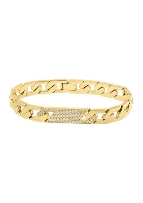 Men's Sterling Silver/Gold Over Silver Zircon Bracelet 