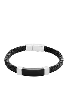 Men's Onyx Bracelet in Sterling Silver and Leather