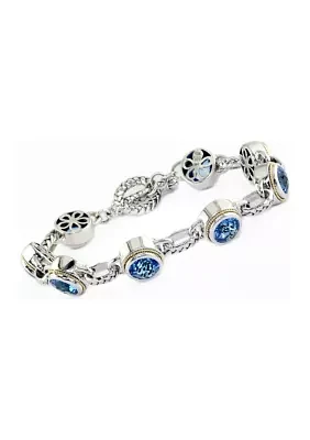 Blue Topaz Toggle Bracelet in 18K Sterling Silver