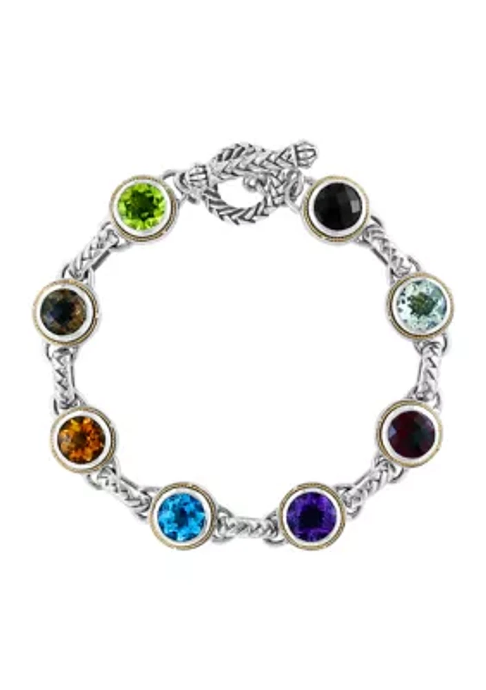 Mixed Semi Precious Gemstone Bracelet in Sterling Silver