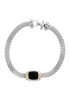 Onyx Cable Bracelet in 18K Sterling Silver