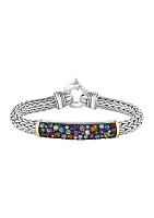 Sterling Silver/18K Yellow Gold Diamond, Amethyst, Pink Amethyst, Blue Topaz, Garnet, Rhodolite, Peridot, Tsavorite Bracelet