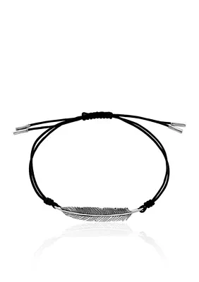 Feather Cord Bracelet in Sterling Silver