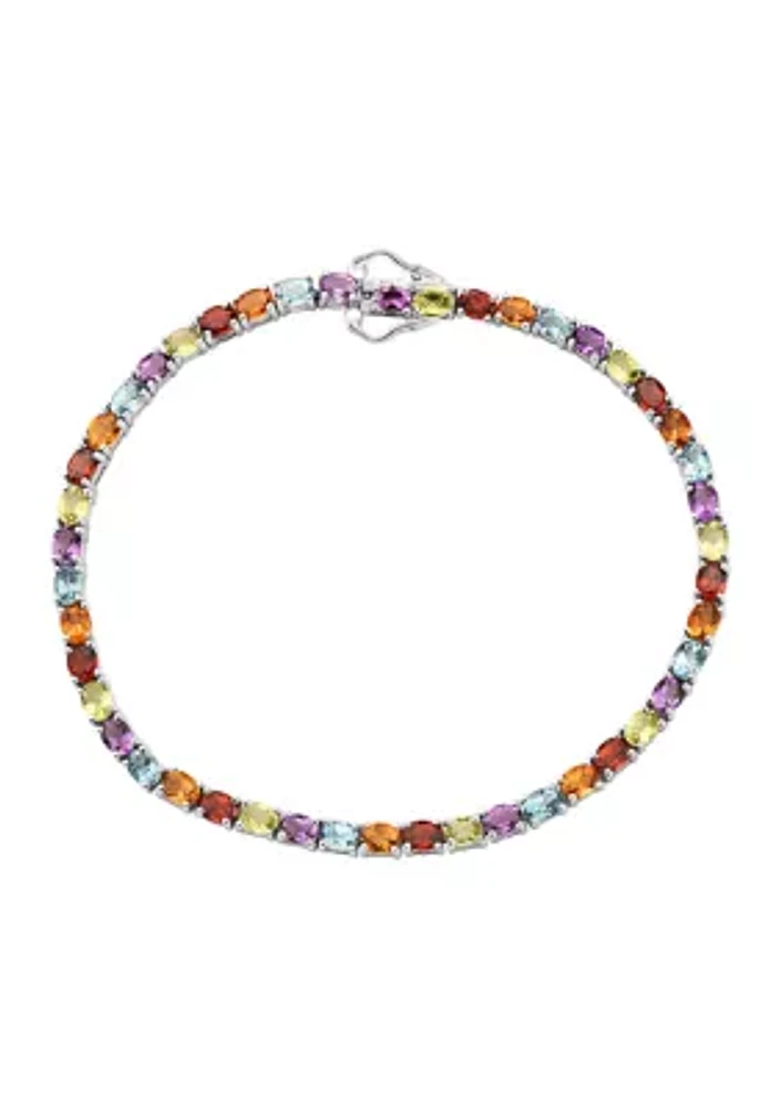  9.1 ct. t.w. Multi-Colored Semi-Precious Gemstone Bracelet in Sterling Silver  