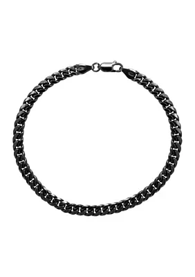 Sterling Silver and Black Rhodium  Mens 8.5 Inch  Link Chain