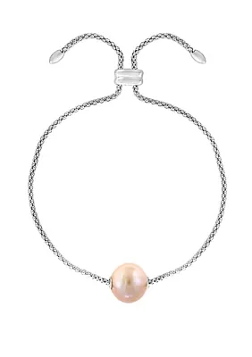 10 Millimeter Peach Freshwater Pearl Bracelet in Sterling Silver  