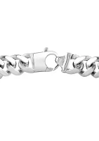 Men's White Sapphire ID Bracelet in Sterling Silver