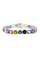 Amethyst, Blue Topaz, Citrine, Garnet, and Peridot Bracelet in Sterling Silver