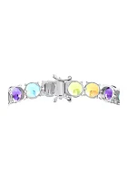 Amethyst, Blue Topaz, Citrine, Garnet, and Peridot Bracelet in Sterling Silver