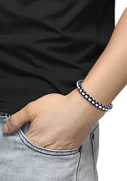 Sterling Silver and Black Cord 8.5" Men's Bracelet 