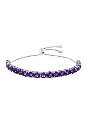 Sterling Silver Amethyst Adjustable Bracelet 