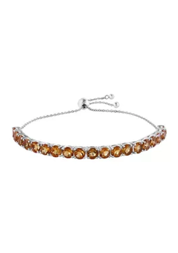 Sterling Silver Citrine Bolo Bracelet