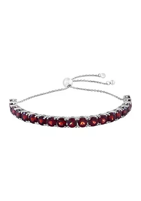 Sterling Silver Garnet Bolo Bracelet