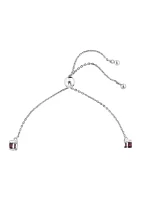 Sterling Silver Garnet Bolo Bracelet