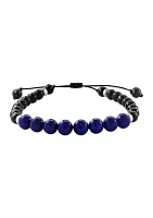 Sterling Silver Lapis Lazuli, Onyx Men's Adjustable Bracelet