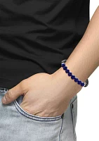 Sterling Silver Lapis Lazuli, Onyx Men's Adjustable Bracelet