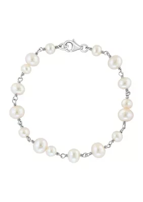 Sterling Silver Freshwater Pearl 7.5" Bracelet