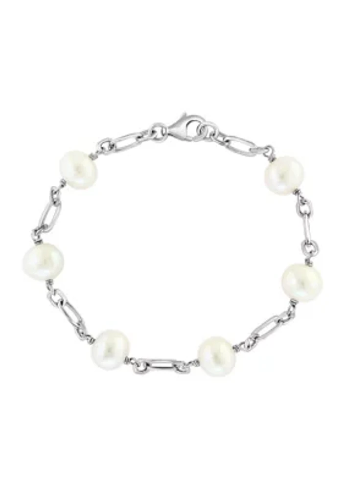 Sterling Silver 8 Millimeter Freshwater Pearl 7.5" Bracelet 