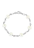 Sterling Silver 8 Millimeter Freshwater Pearl 7.5" Bracelet 