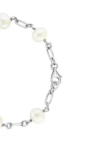 Sterling Silver 8 Millimeter Freshwater Pearl 7.5" Bracelet 