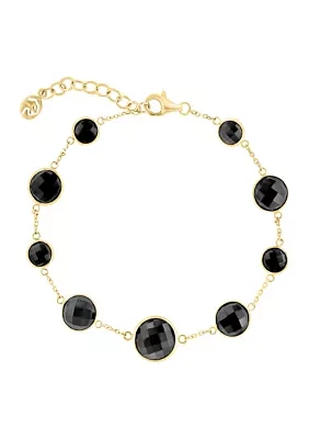 Onyx Beaded Bracelet In 14k Yellow Gold 