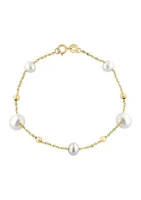 Freshwater Pearl Bracelet in 14K Yellow Gold